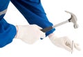 Male hand with hammer and nail Royalty Free Stock Photo