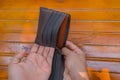 Male hand hold with an empty wallet Royalty Free Stock Photo