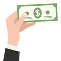 Male Hand Holding Banknote Flat Icon