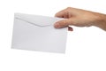 Male hand holding blank envelope isolated Royalty Free Stock Photo
