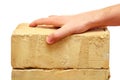 Male hand holding brick Royalty Free Stock Photo