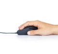 Male hand holding computer mouse Royalty Free Stock Photo