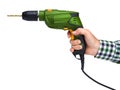Male hand holding electric drill Royalty Free Stock Photo