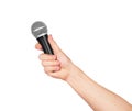 Male hand holding microphone Royalty Free Stock Photo