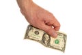 Male hand holding one dollar bill Royalty Free Stock Photo