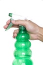 Male hand holding spray bottle Royalty Free Stock Photo