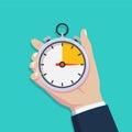 Male hand holding stopwatch icon Royalty Free Stock Photo