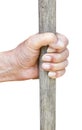 Male hand holds old wooden stick Royalty Free Stock Photo