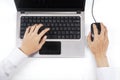 Male hand on keyboard and mouse Royalty Free Stock Photo