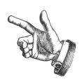 Male Hand Make Gesture Forefinger Vintage Vector