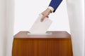 Male hand man casts ballot