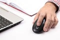 Male Hand on PC mouse Royalty Free Stock Photo