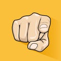 Male hand pointing finger at you over yellow background Royalty Free Stock Photo