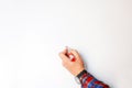 Male hand with a red marker draws a strategy on a white board