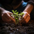 Male hand seeding for planting