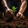 Male hand seeding for planting