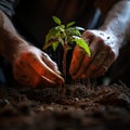 Male hand seeding for planting