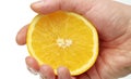 Male hand squeezing an orange Royalty Free Stock Photo