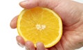 Male hand squeezing an orange Royalty Free Stock Photo