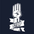 Male hand, stop symbol. Hand