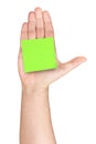 Male Hand Up Palm Blank Post-it Isolated Royalty Free Stock Photo