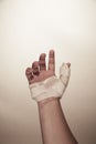 Male hand wearing wrist splint