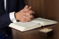 Male hands on Bible Royalty Free Stock Photo