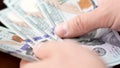 Male hands counting money cash in office close-up Royalty Free Stock Photo