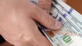 Male hands counting money cash in office close-up Royalty Free Stock Photo