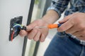 Male hands doing electrics Royalty Free Stock Photo