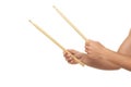 Male hands holding drum sticks Royalty Free Stock Photo