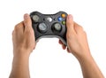 Male Hands Holding Gamepad isolated Royalty Free Stock Photo