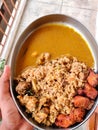 Chicken 65, chicken fry and chicken gravy. A south Indian sunday Royalty Free Stock Photo