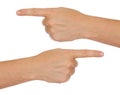 Male hands and index fingers showing left and right directions Royalty Free Stock Photo