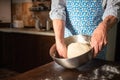 male hands making bread in kitchen at home Royalty Free Stock Photo