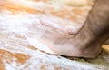Male hands making dough on the table in the kitchen at home Royalty Free Stock Photo