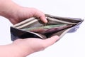 Male hands is opening a billfold