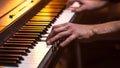 male hands on the piano keys closeup of a beautiful colorful background Royalty Free Stock Photo