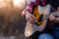 Man playing classical acoustic guitar Royalty Free Stock Photo