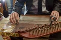 Male Hands Playing Arabian Qanon Musical Instrument