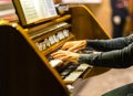 Hands playing organ keyboard Royalty Free Stock Photo