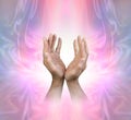 Male hands sensing Feminine Energy Field Royalty Free Stock Photo