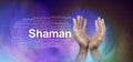 Male Hands Shaman word cloud banner Royalty Free Stock Photo