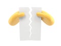 Male hands tearing a blank sheet of paper. Blank paper sheet torn in the hands of a businessman