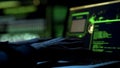 Male hands typing computer code, security program for database or servers Royalty Free Stock Photo