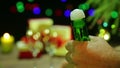 Male hands uncork the cork with champagne bottles for the Christmas holiday