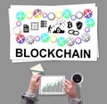 Blockchain concept placed on a desk Royalty Free Stock Photo