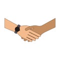 Male handshake with wristwatch