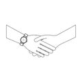 Male handshake with wristwatch black and white