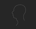 Male head in profile with humped nose and Adam`s apple on neck continuous one line drawing, Vector graphics minimalist